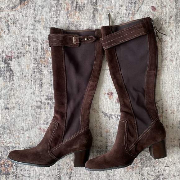 Timberland Shoes - NWT Timberland Genuine Brown Leather Suede Knee High Heeled Boots